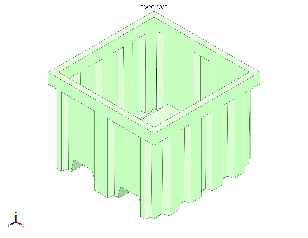 Roto Molded Palletised Crate With 3 Runners and 2 Way Entry