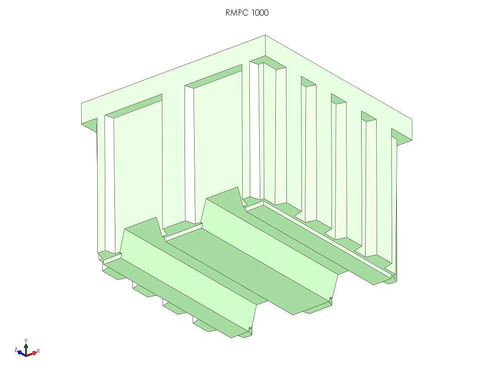 Roto Molded Palletised Crate With 3 Runners and 2 Way Entry