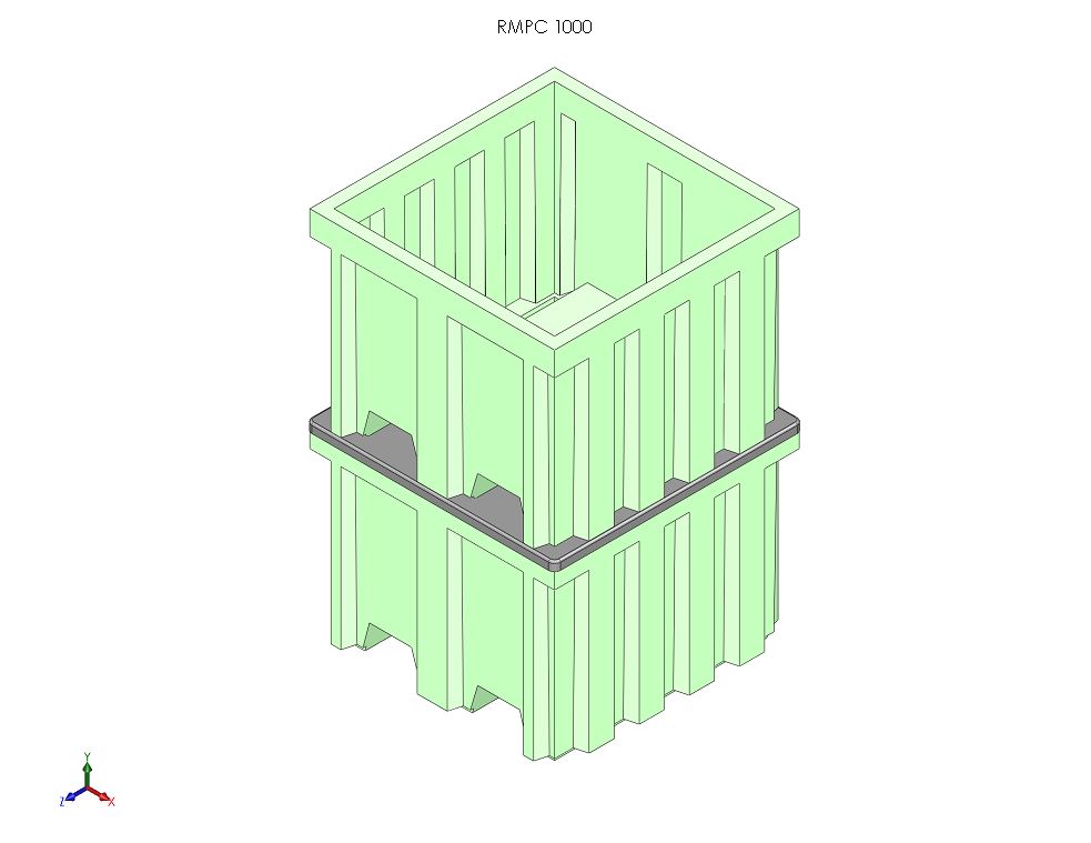 Roto Molded Palletised Crate With 3 Runners and 2 Way Entry